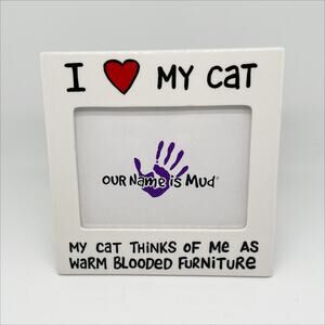 NEW Mud I Love My Cat White Picture Frame